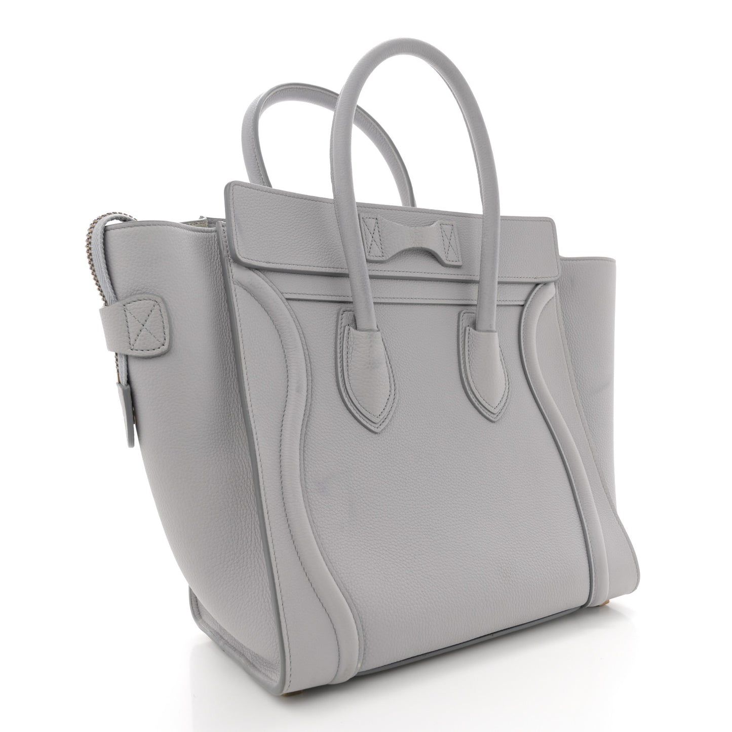 Drummed Calfskin Micro Luggage Light Grey