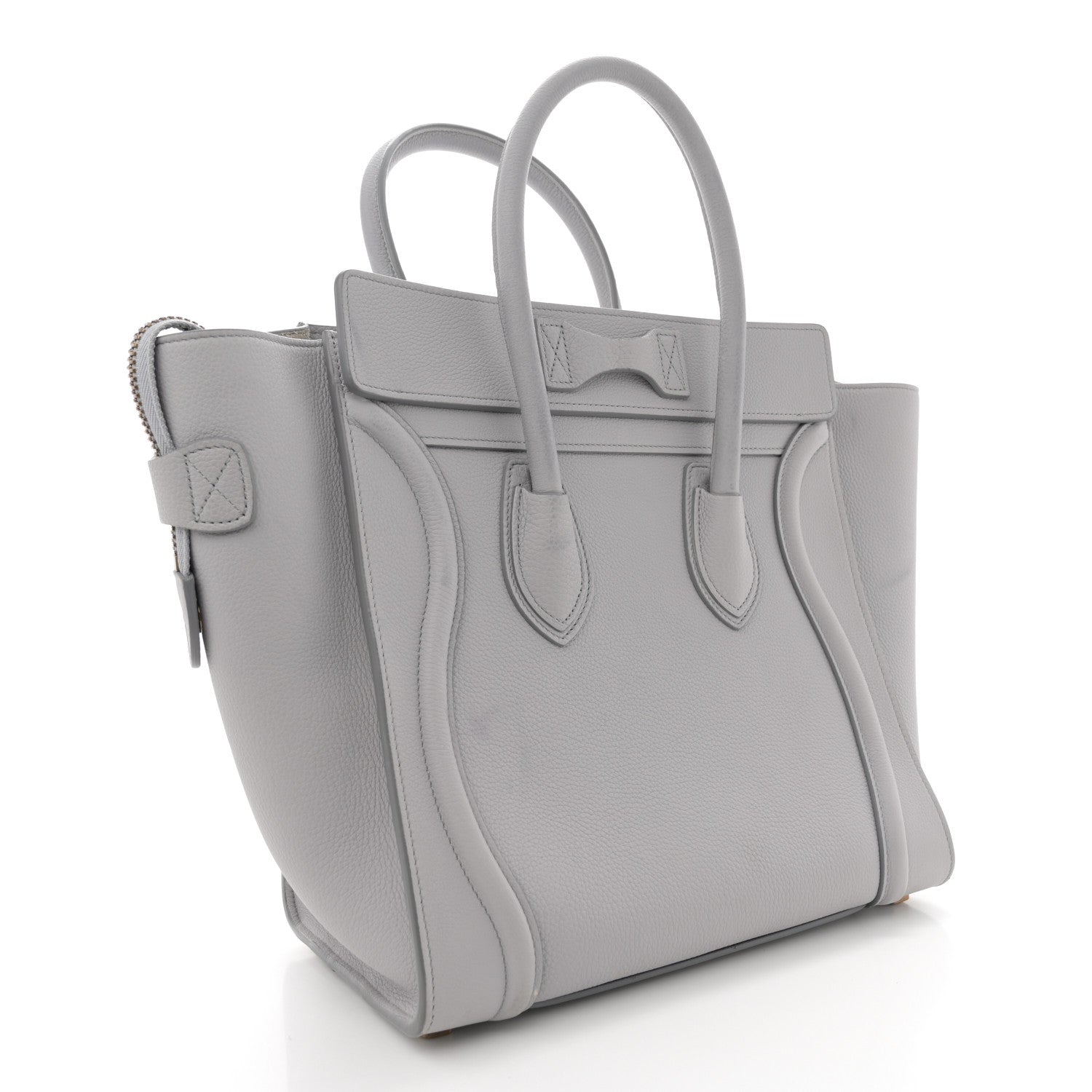 Celine Drummed Calfskin Micro Luggage Light Grey 3 of 13