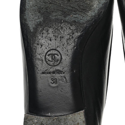 Chanel Lambskin Patent Cap Toe Ballerina Flats 38 Black 7 of 9