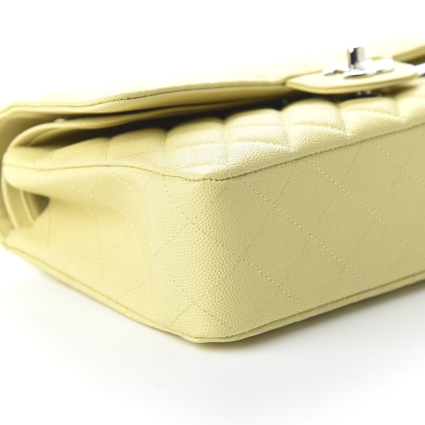 Caviar Quilted Medium Double Flap Light Yellow