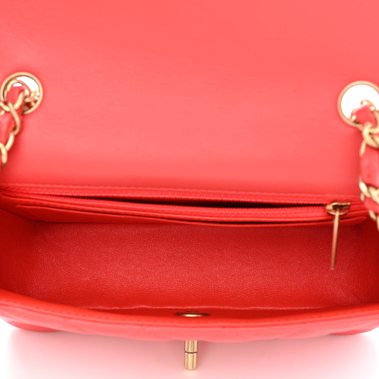 Lambskin Quilted Mini Rectangular Flap Red