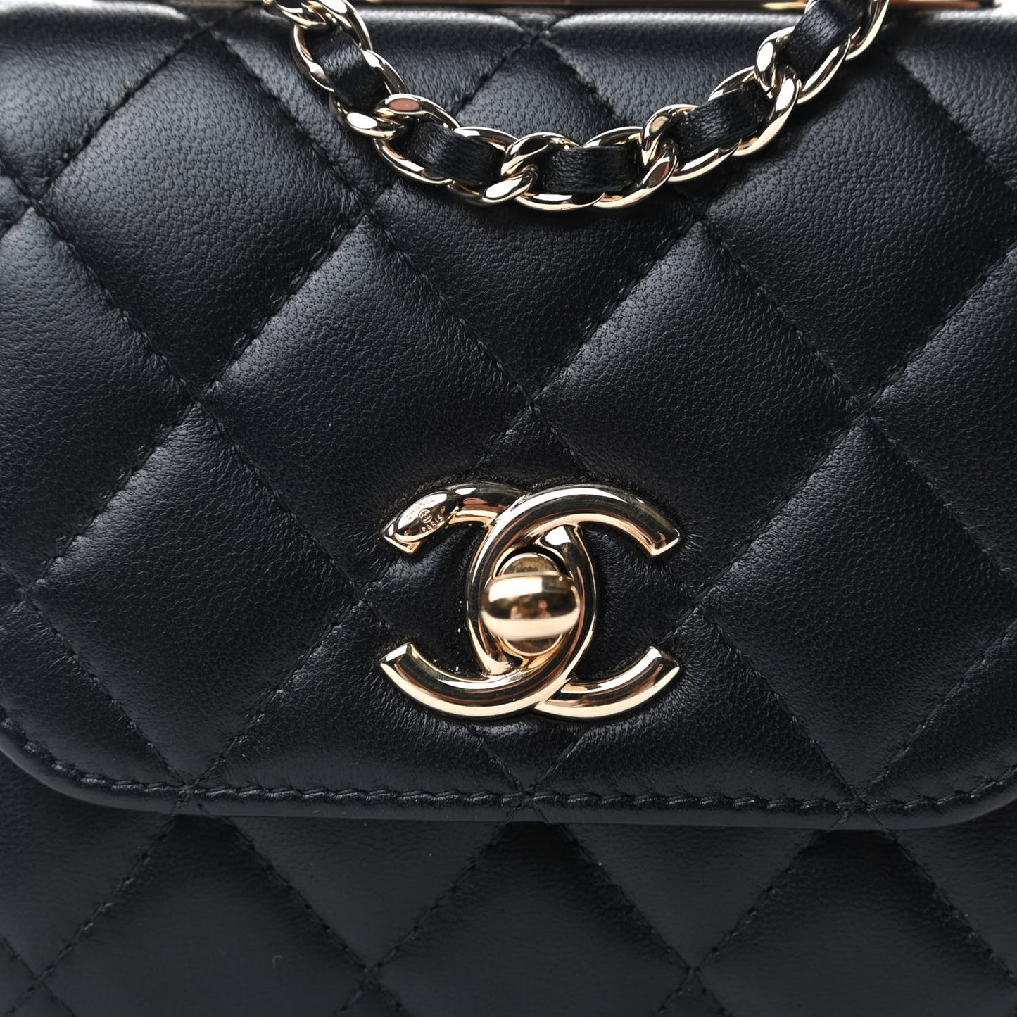 Lambskin Quilted Mini Trendy CC Chain Wallet Black