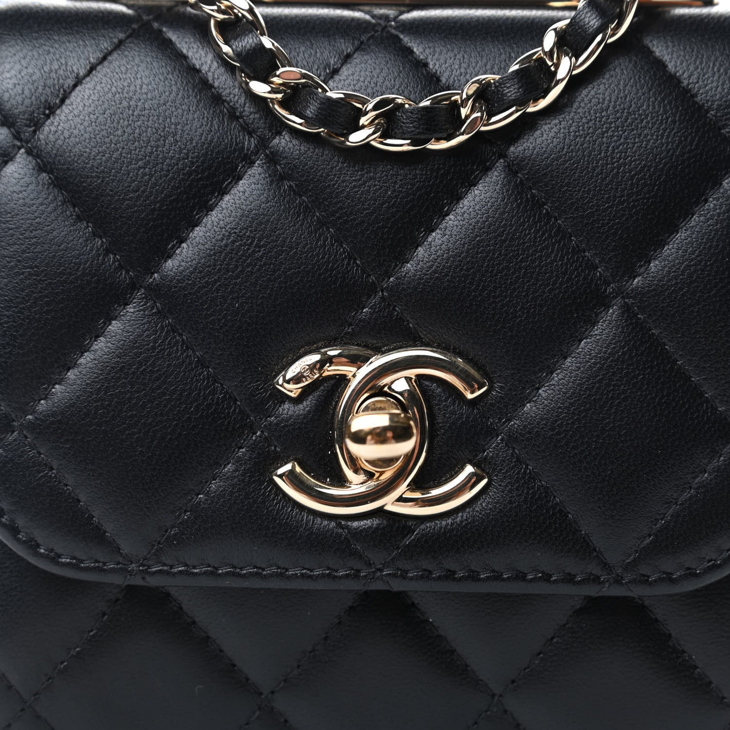 Chanel Lambskin Quilted Mini Trendy CC Chain Wallet Black 10 of 11