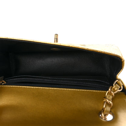Chanel Metallic Calfskin Crocodile Embossed Cocodile Rectangular Mini Flap Gold 5 of 11
