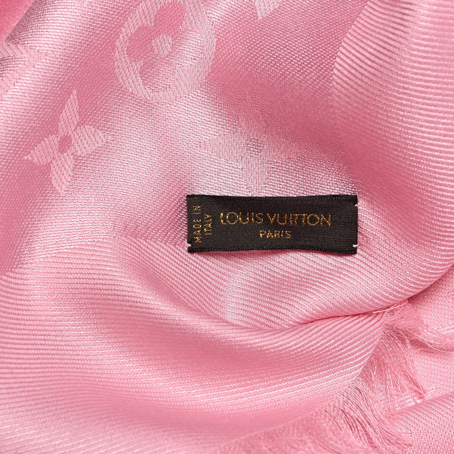 Silk Wool Monogram Shine Shawl Rose