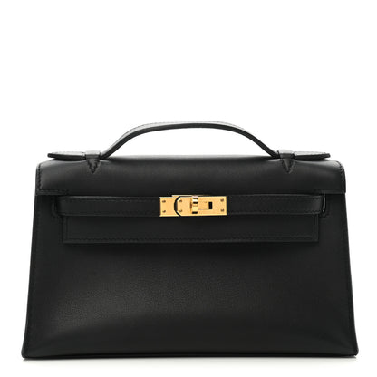 Hermes Swift Kelly Pochette Clutch Black 1 of 11