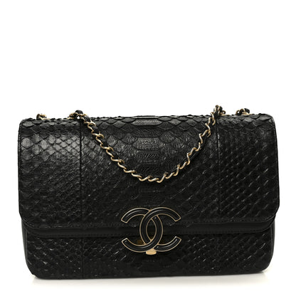 Chanel Snakeskin Large CC Chic Flap Black 1 of 11