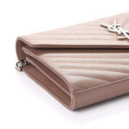 Saint Laurent Grain De Poudre Matelasse Chevron Monogram Chain Wallet Fard 9 of 13