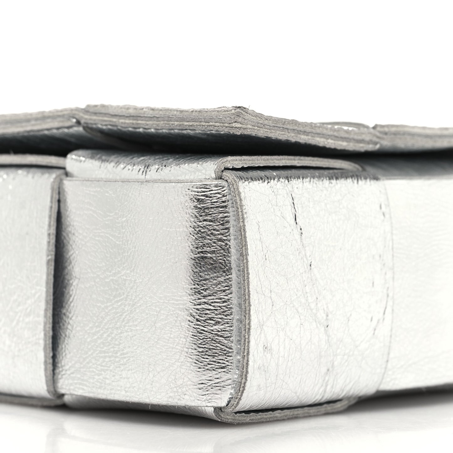 Metallic Lambskin Maxi Intrecciato Cassette Crossbody Bag Silver