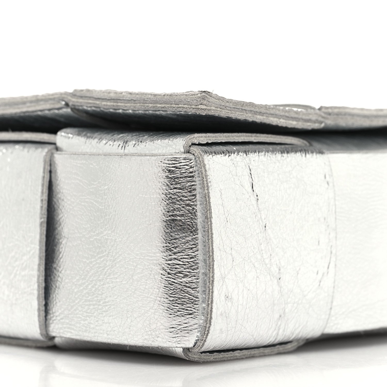 Bottega Veneta Metallic Lambskin Maxi Intrecciato Cassette Crossbody Bag Silver 9 of 9