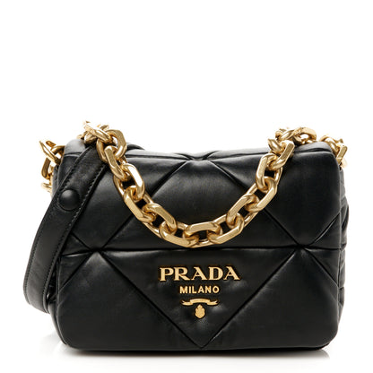 Prada Nappa Metal Quilted Small Patchwork System Flap Bag Black 1 of 10
