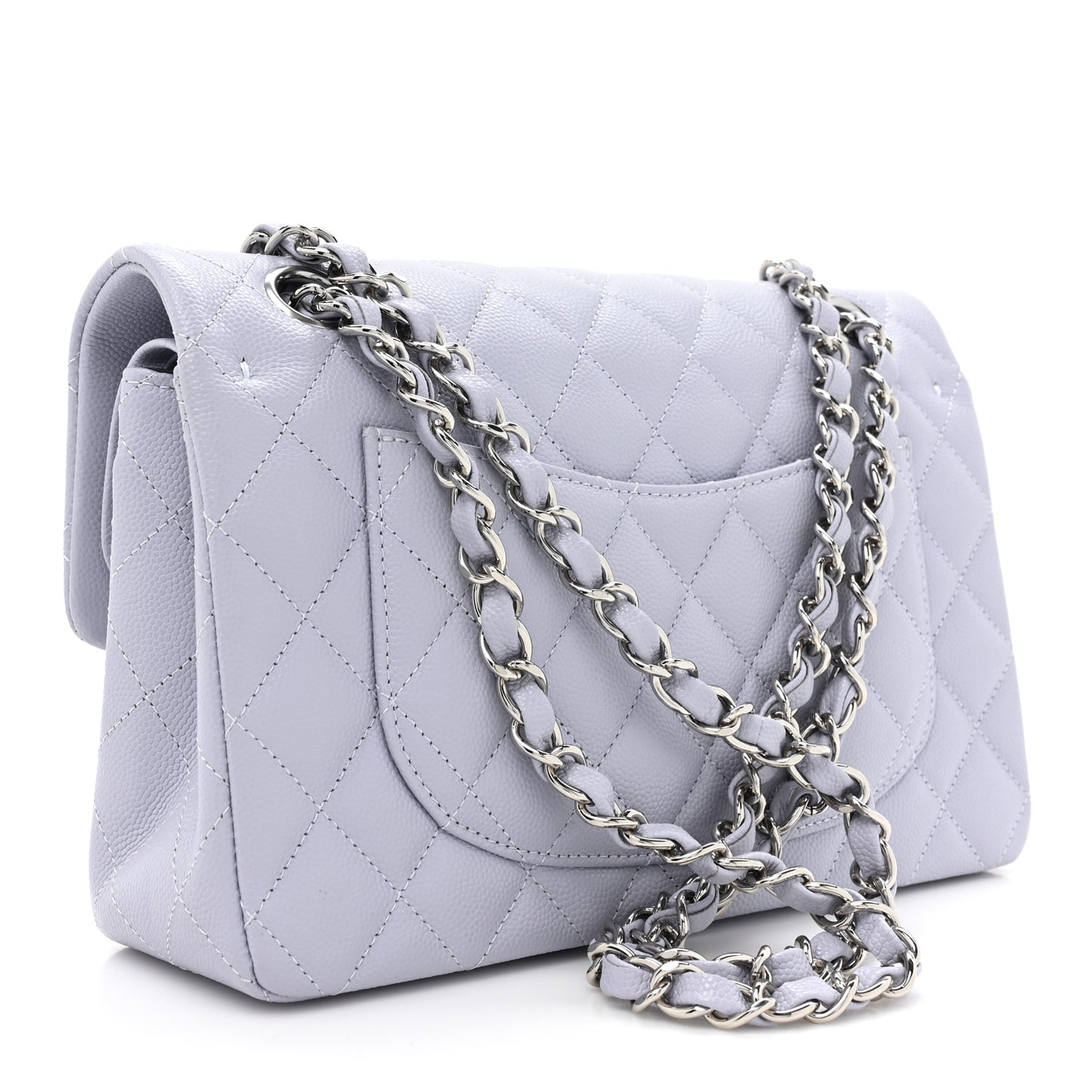 Caviar Quilted Small Double Flap Light Purple