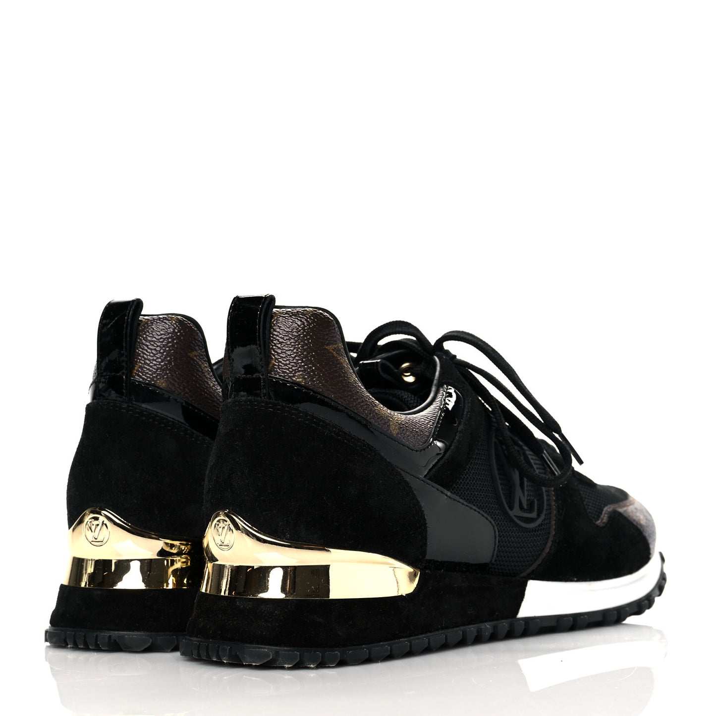 Suede Monogram Run Away Sneakers 39 Black