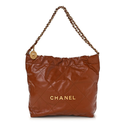 Chanel Shiny Calfskin Quilted Small Chanel 22 Camel 3 of 10