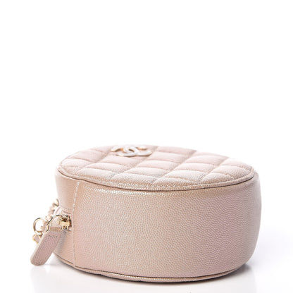Chanel Iridescent Caviar Quilted Round Clutch With Chain Beige 4 of 9