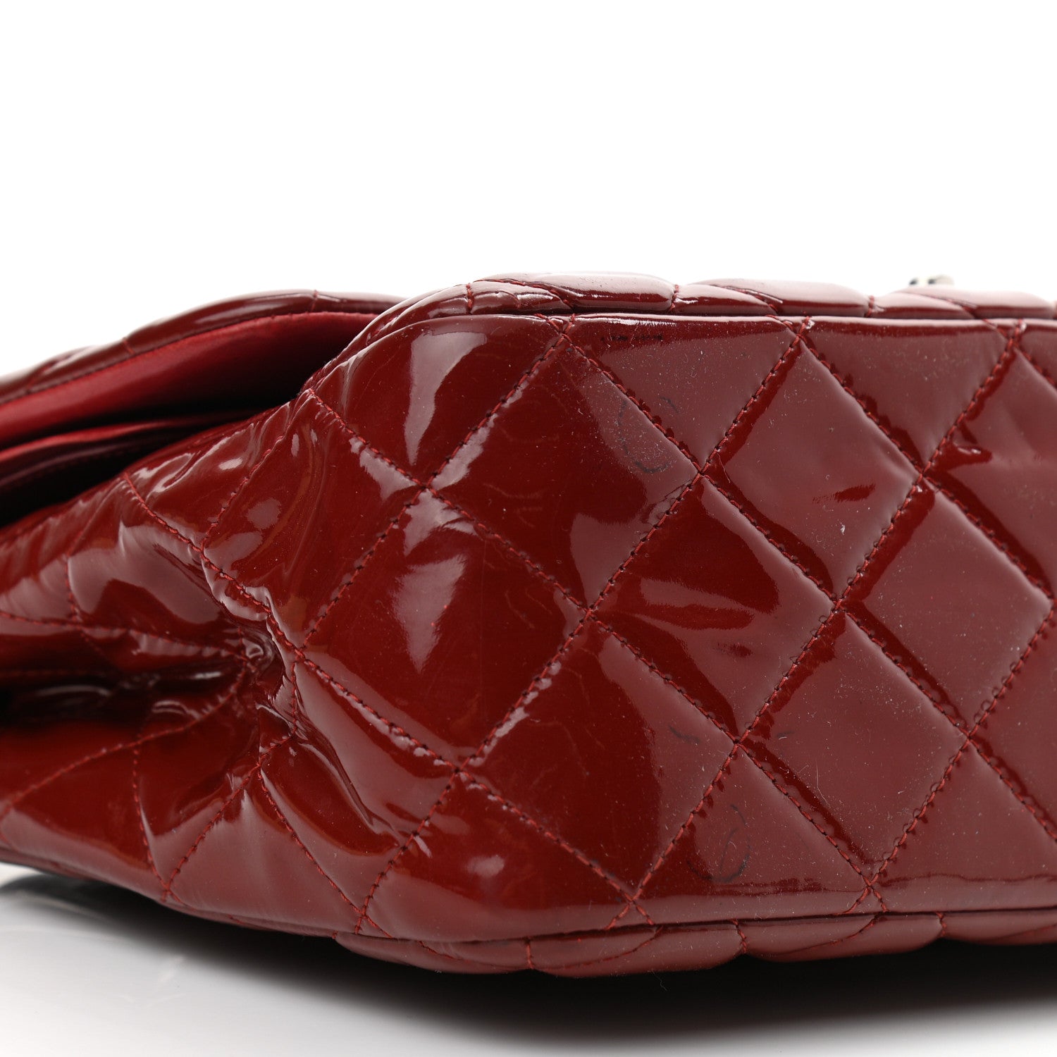Chanel Patent Quilted Jumbo Double Flap Dark Red 9 of 12