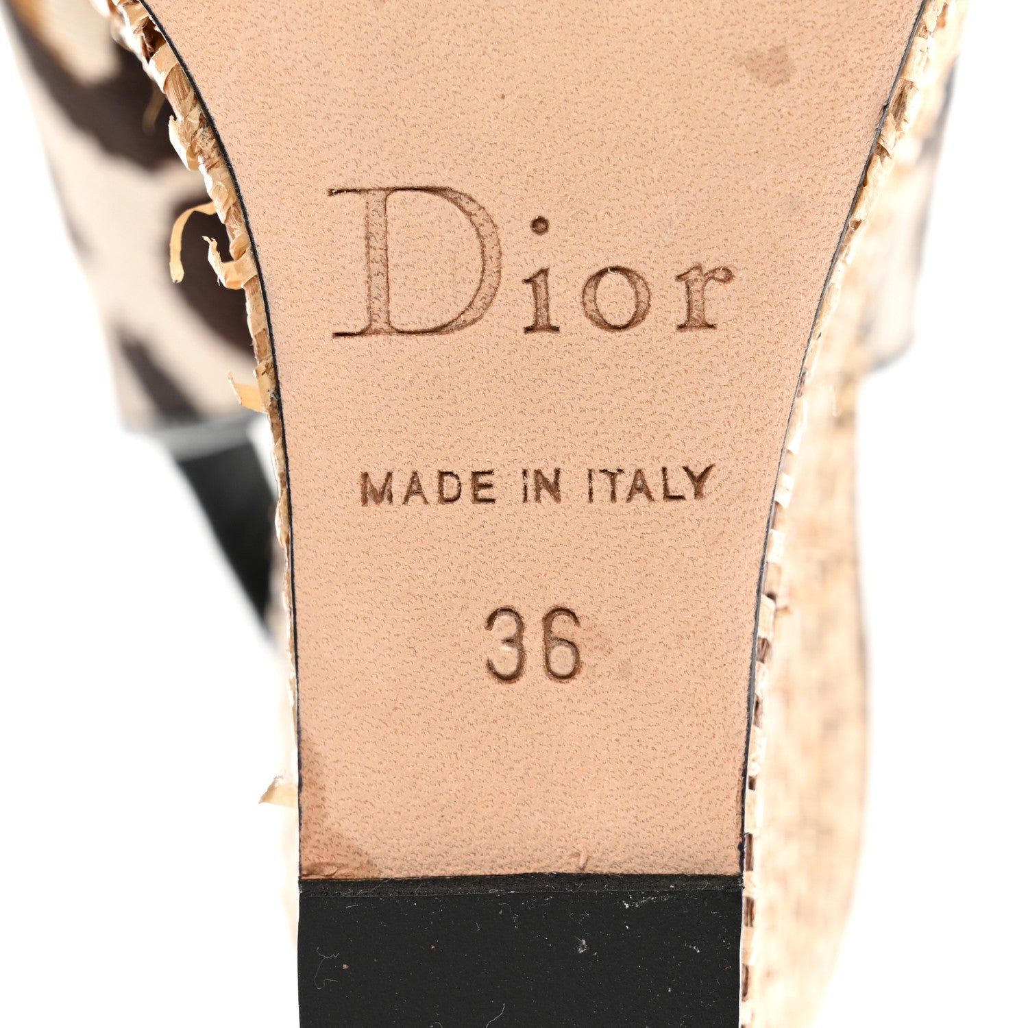 Christian Dior Canvas Leopard Patent Ankle Strap Espadrille Wedges 36 Naturel 8 of 8