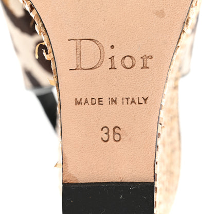 Christian Dior Canvas Leopard Patent Ankle Strap Espadrille Wedges 36 Naturel 8 of 8