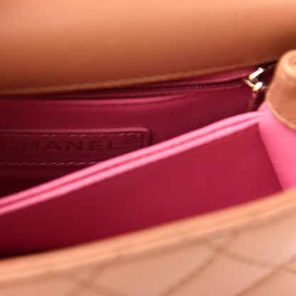 Chanel Goatskin Quilted Extra Mini Rainbow Coco Handle Flap Brown 6 of 10