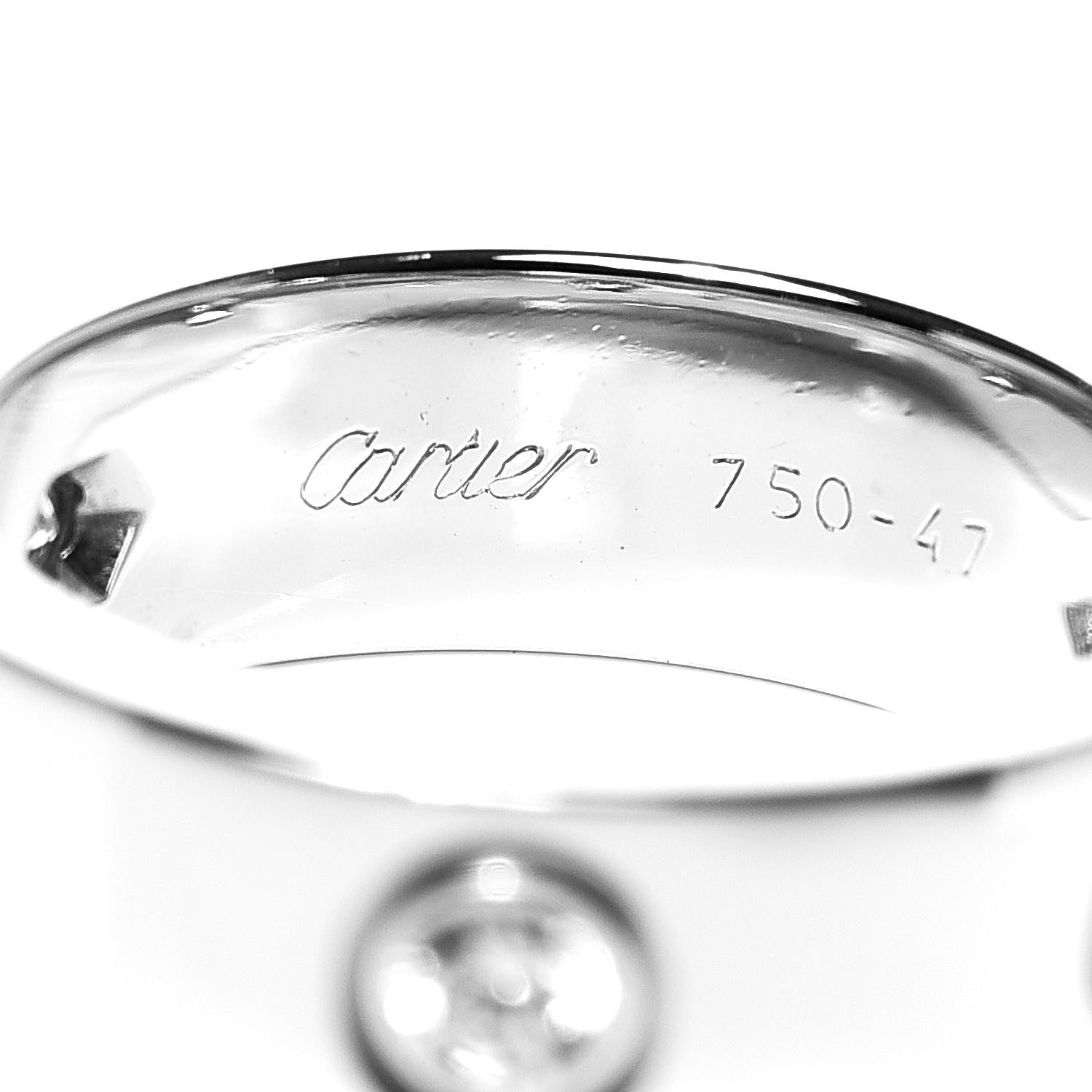 Cartier 18K White Gold 3 Diamond 5.5mm LOVE Ring 47 4 6 of 6