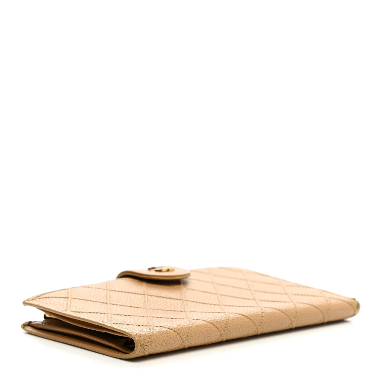 Caviar Diamond Stitched French Wallet Beige