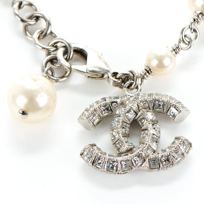 Chanel Baguette Crystal Pearl CC Bracelet Silver 3 of 6