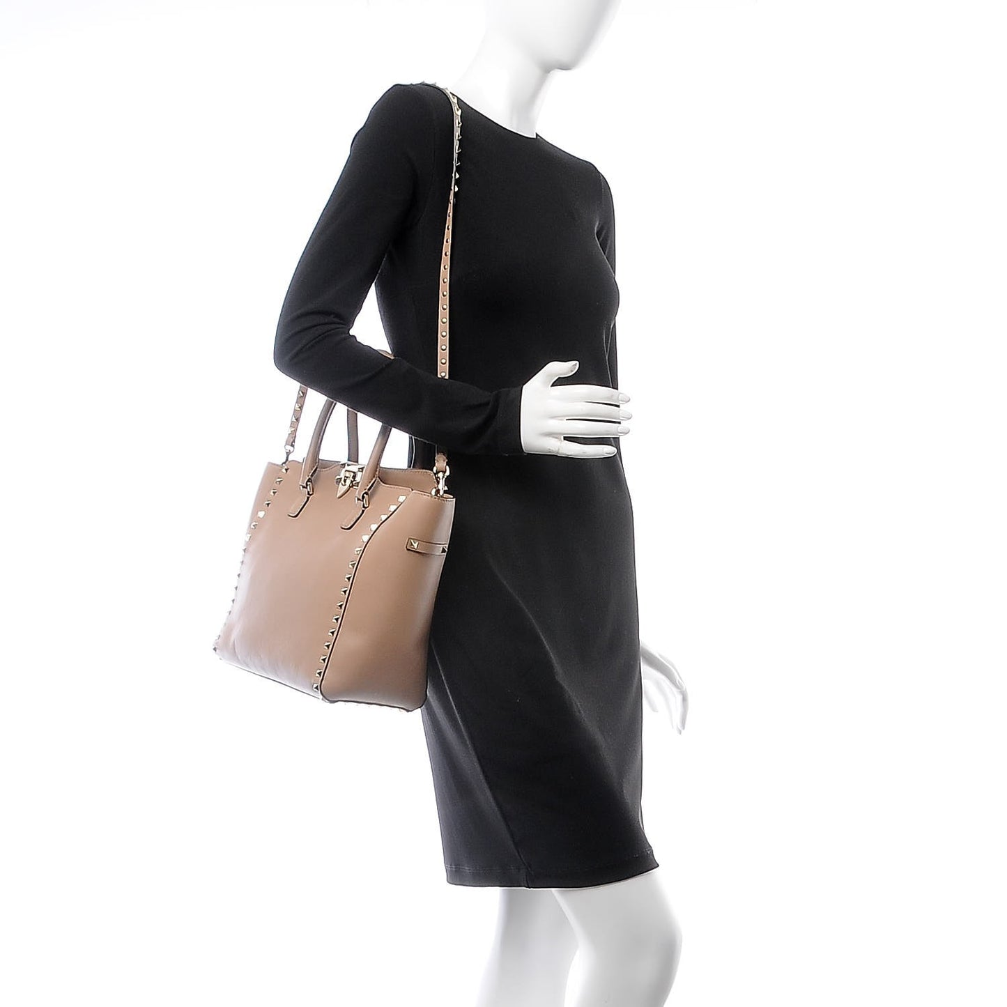 Vitello Rockstud Double Handle Tote Alpaca