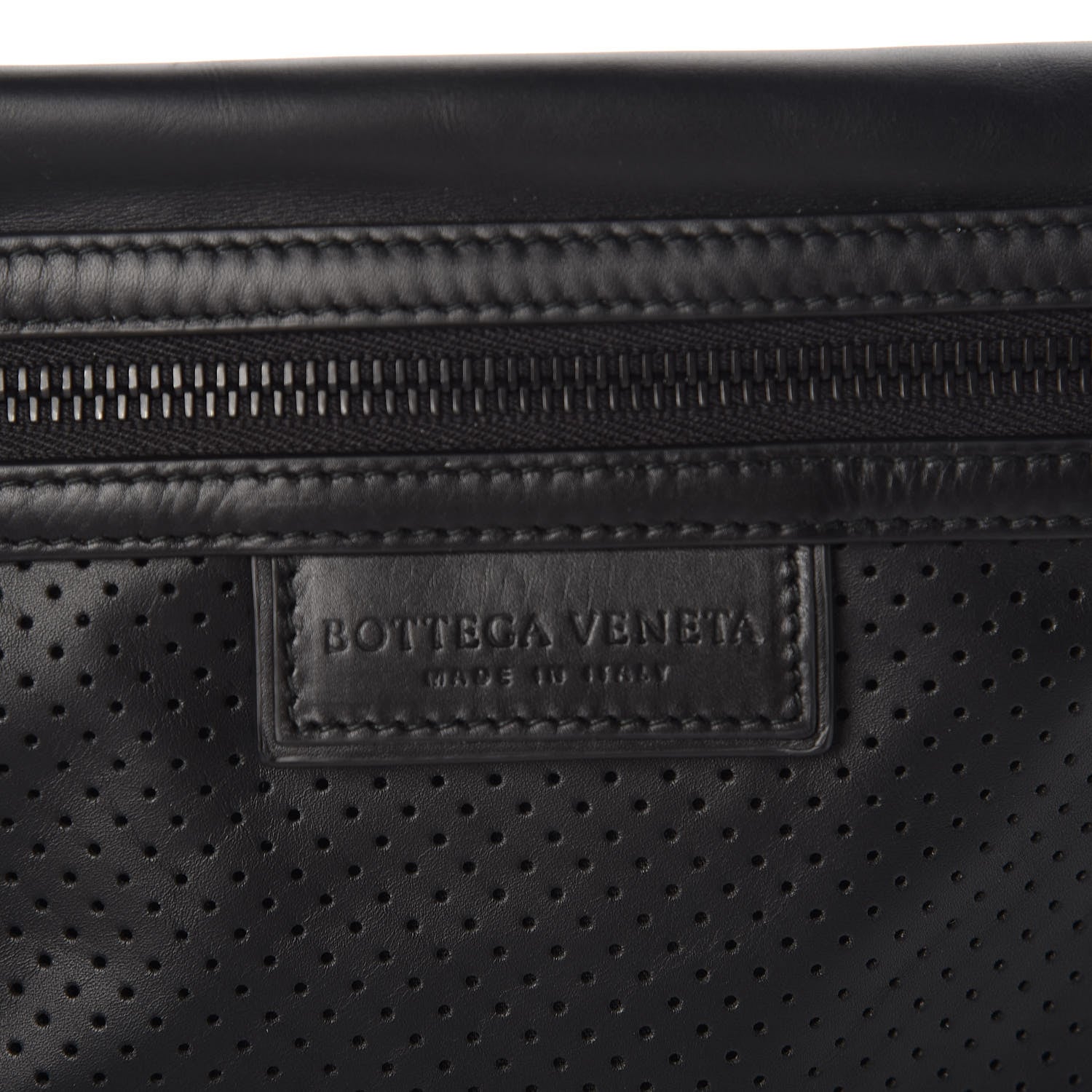 Bottega Veneta Perforated Leggero Calfskin Pouch Black 6 of 9