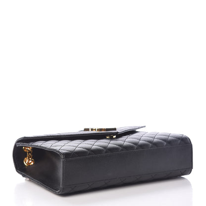 Saint Laurent Grain De Poudre Textured Mixed Matelasse Triquilt Medium Monogram Satchel Black 4 of 11