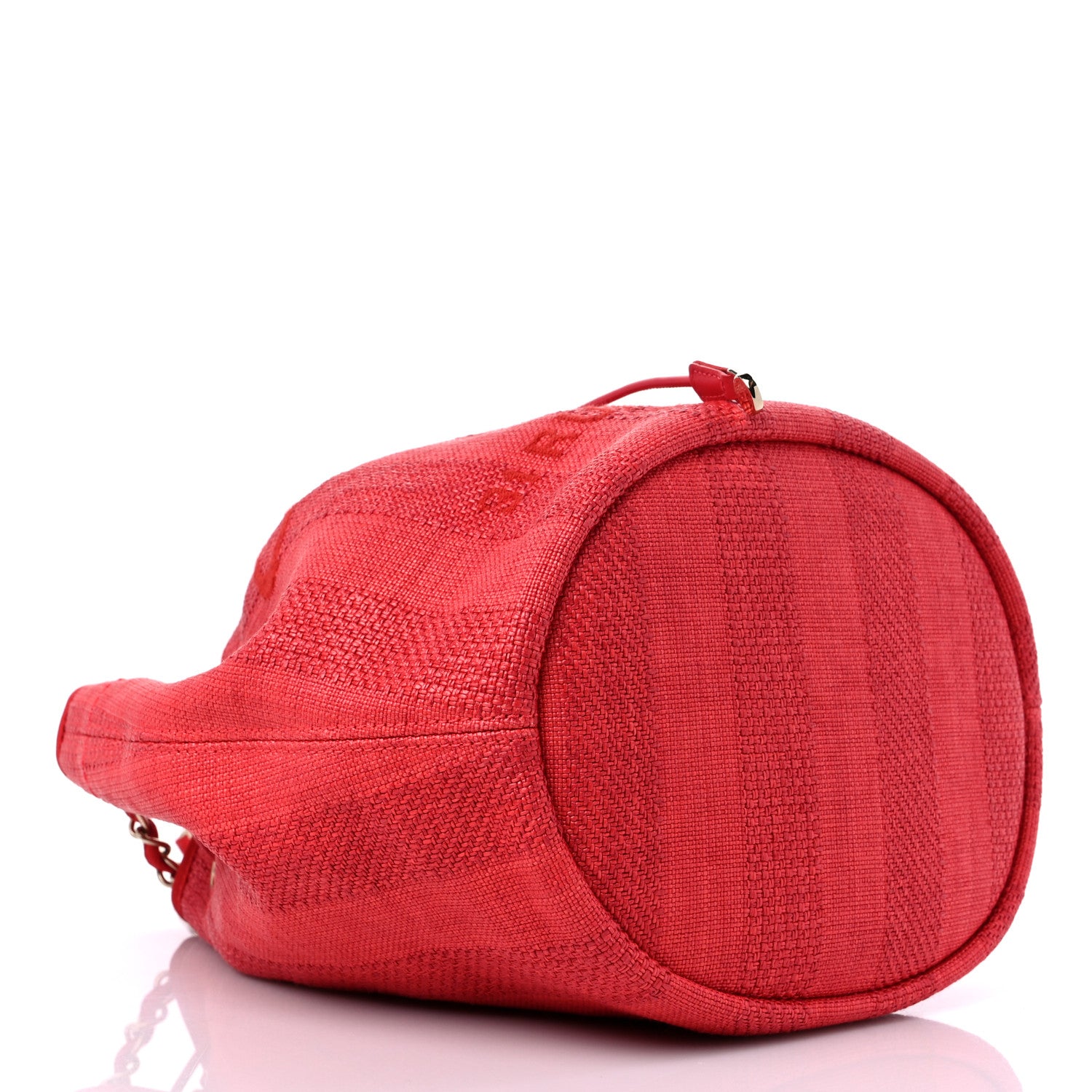 Chanel Mixed Fibers Striped Deauville Drawstring Bag Red 4 of 9