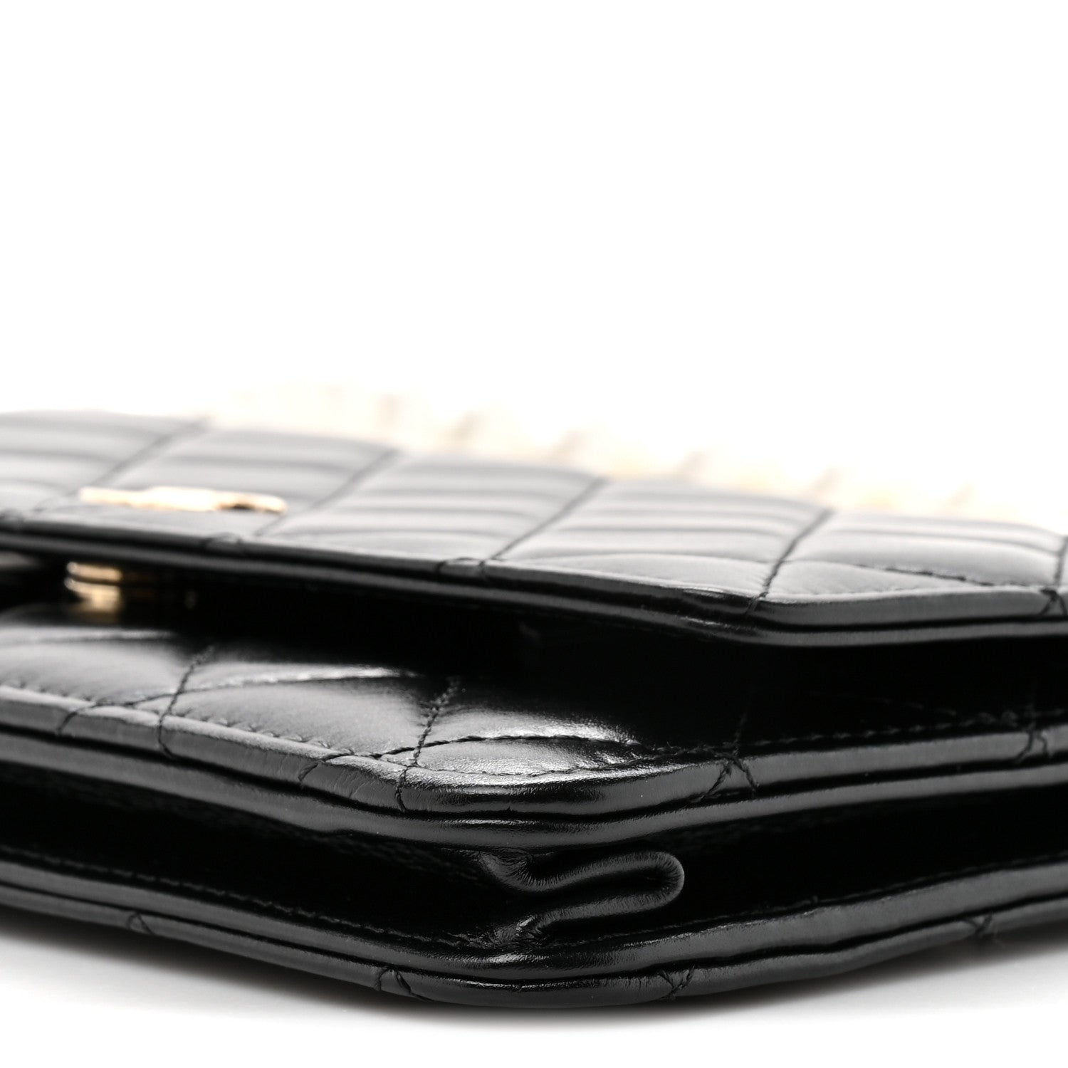 Chanel Lambskin Quilted Pearl Wallet On Chain WOC Light Pink Black 10 of 11