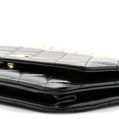 Chanel Lambskin Quilted Pearl Wallet On Chain WOC Light Pink Black 10 of 11