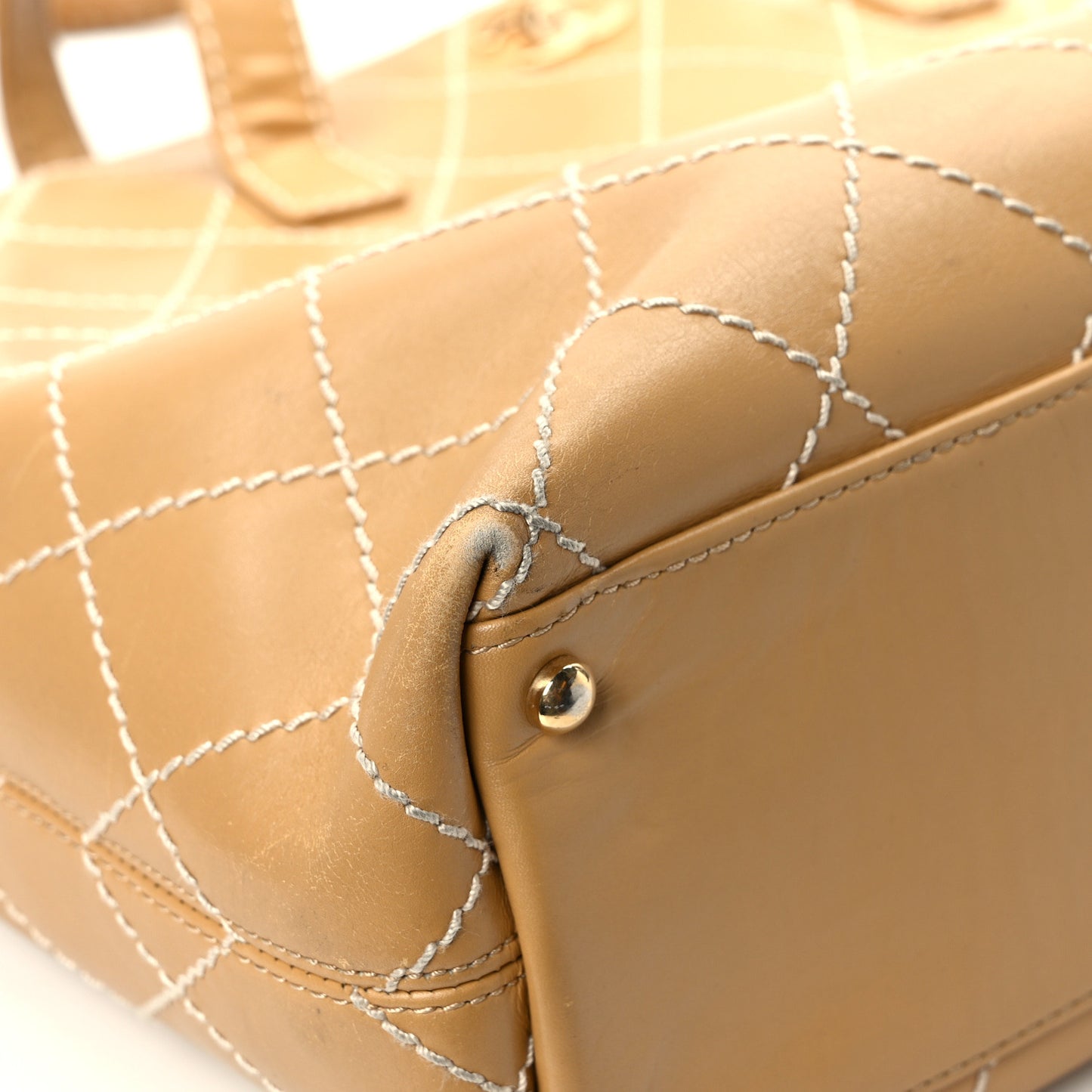 Calfskin Wild Stitch Large Tote Beige