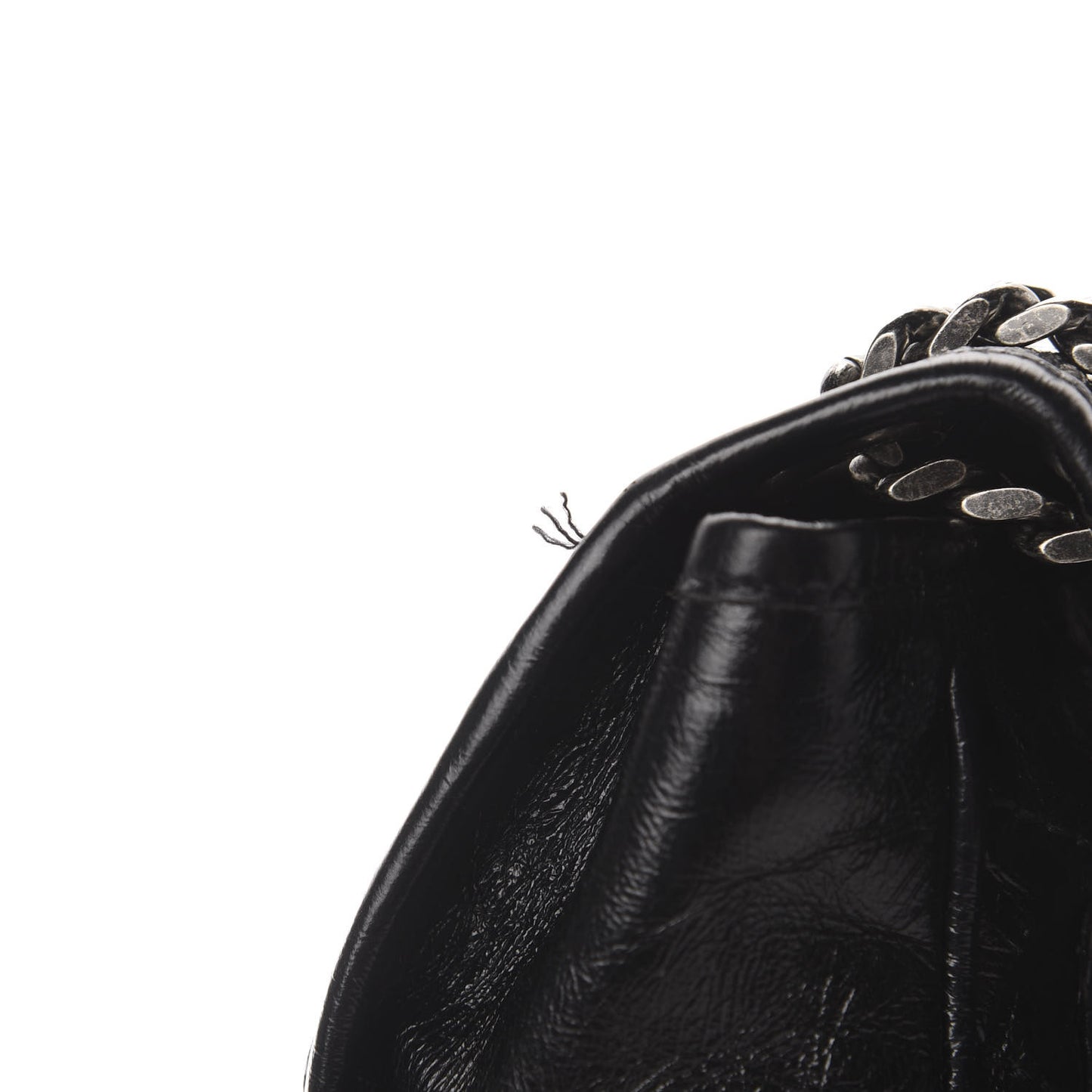 Crinkled Calfskin Matelasse Monogram Medium Niki Chain Satchel Black