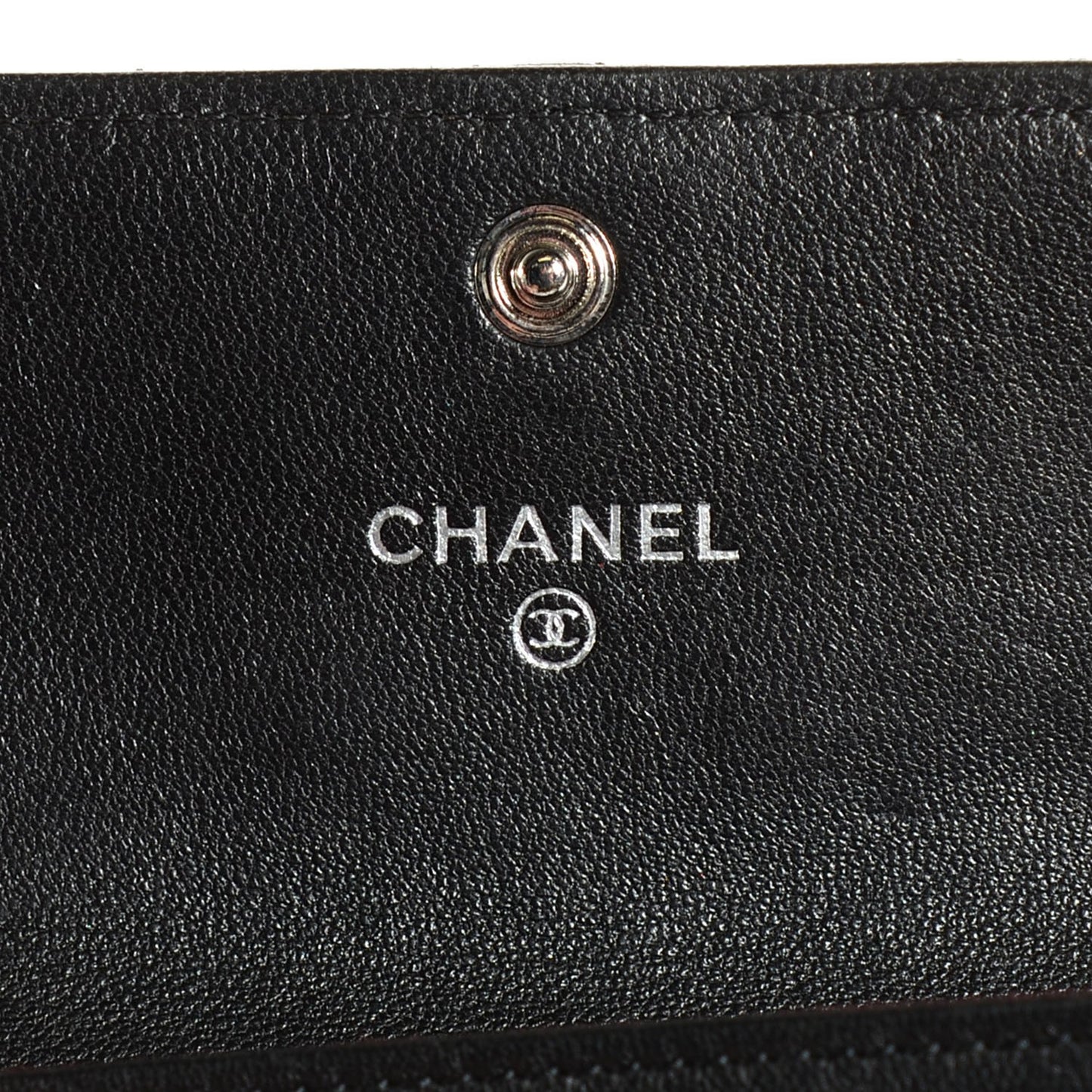 Lambskin Quilted Flap Card Holder Black