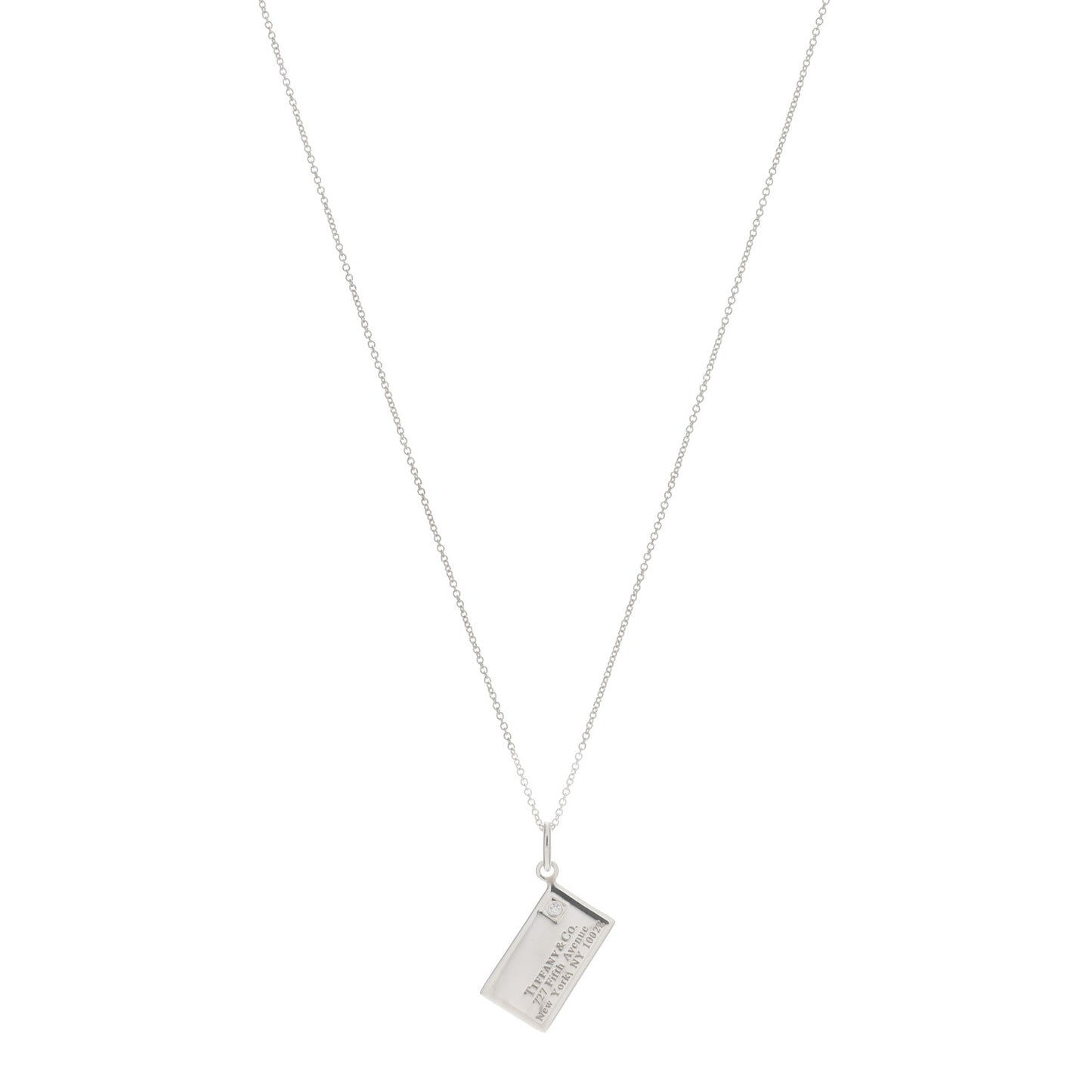 Sterling Silver Diamond Envelope Pendant Necklace