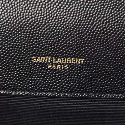 Saint Laurent Grain De Poudre Textured Mixed Matelasse Triquilt Medium Monogram Satchel Black 6 of 11