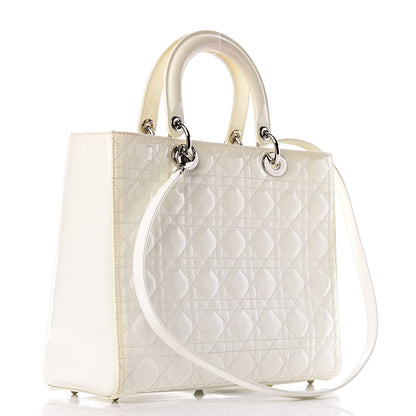 Christian Dior Patent Cannage Large Lady Dior White 4 of 19