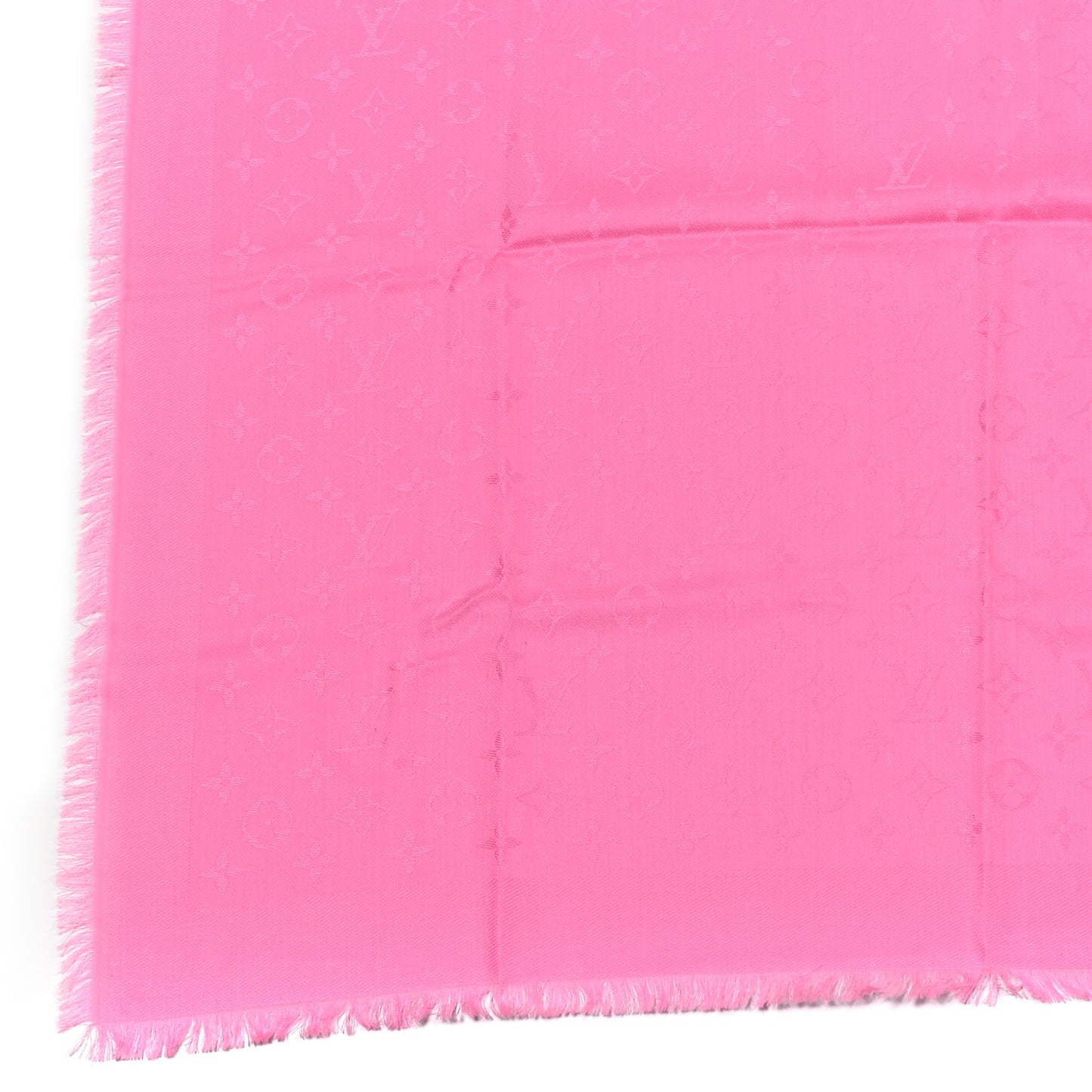 Silk Wool Monogram Shawl Rose Fluo