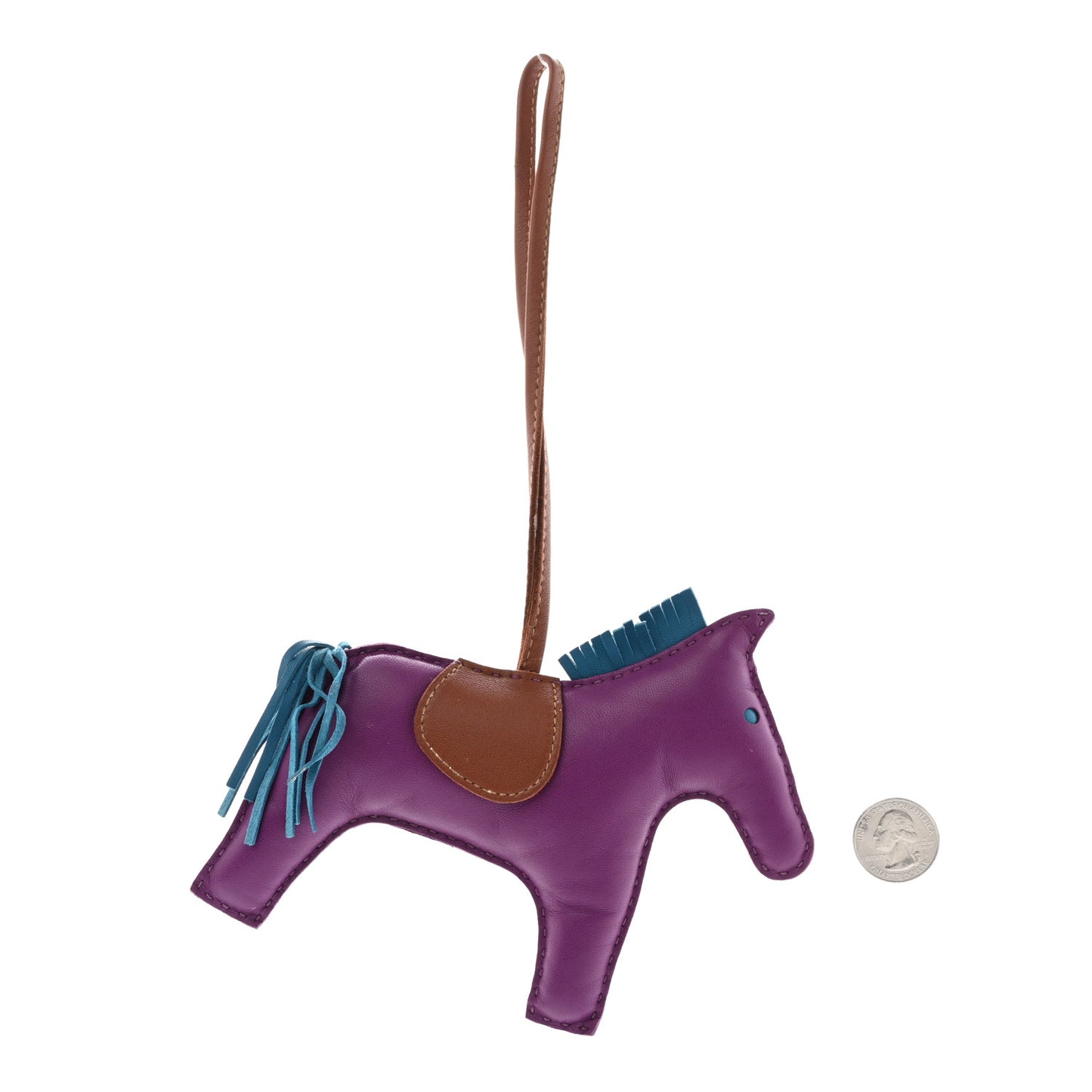 Milo Lambskin Grigri Rodeo Horse Bag Charm GM Anemone Bleu Izmir Fauve