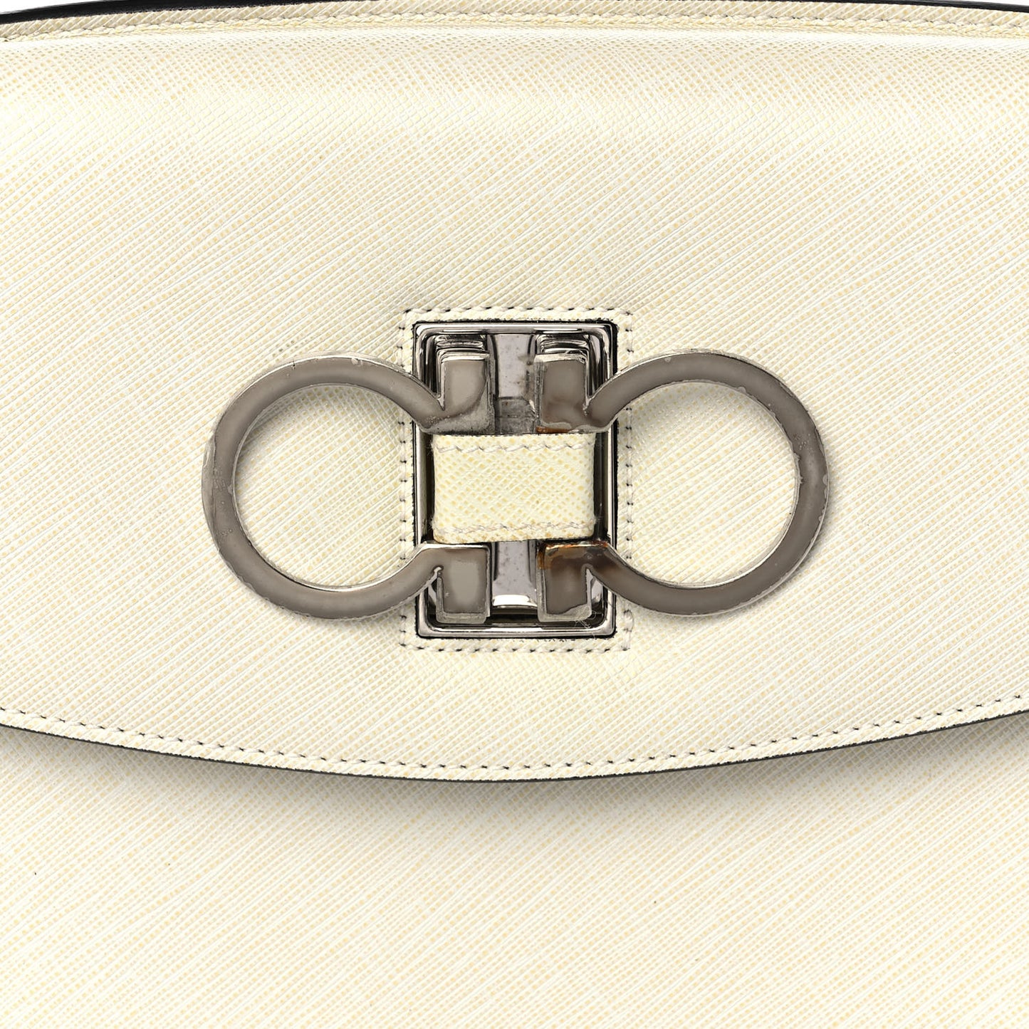 Calfskin Gancini 2-Way Top Handle Bag Ivory