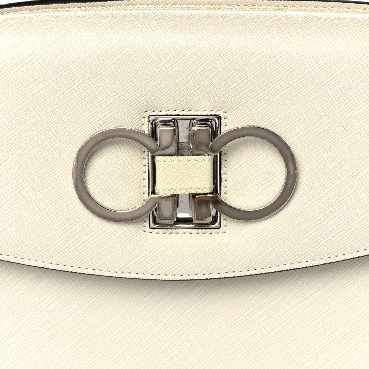 Salvatore Ferragamo Calfskin Gancini 2-Way Top Handle Bag Ivory 9 of 9