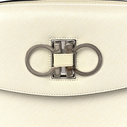 Salvatore Ferragamo Calfskin Gancini 2-Way Top Handle Bag Ivory 9 of 9