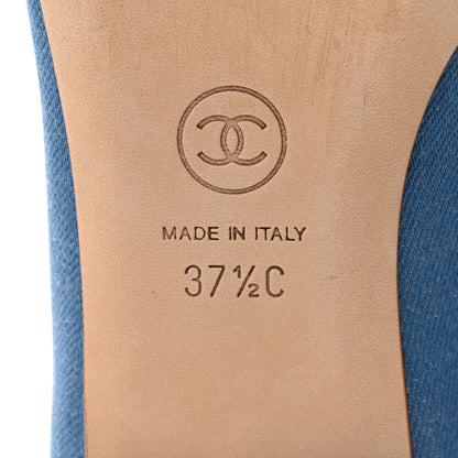 Chanel Denim Grosgrain Cap Toe Mary Jane Flats 37.5 Blue 6 of 9