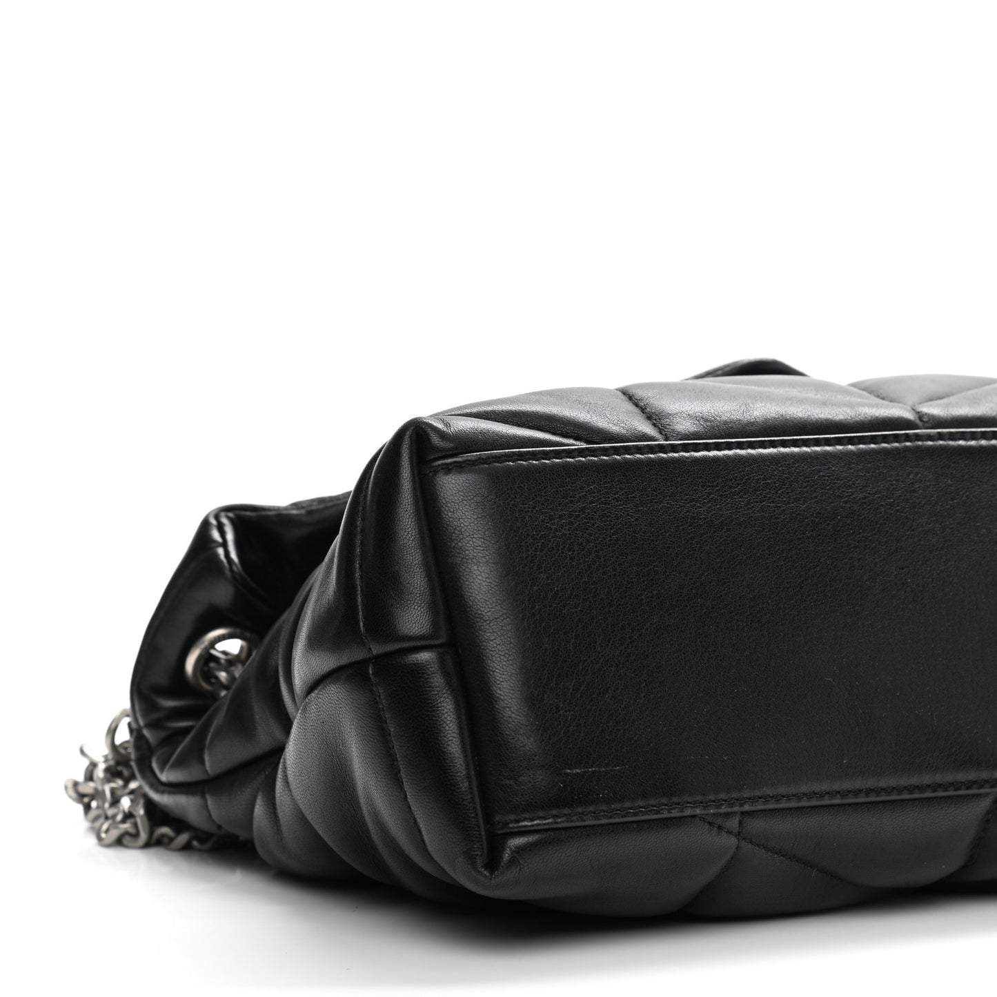 Lambskin Quilted Small Loulou Puffer Monogram Chain Satchel Black