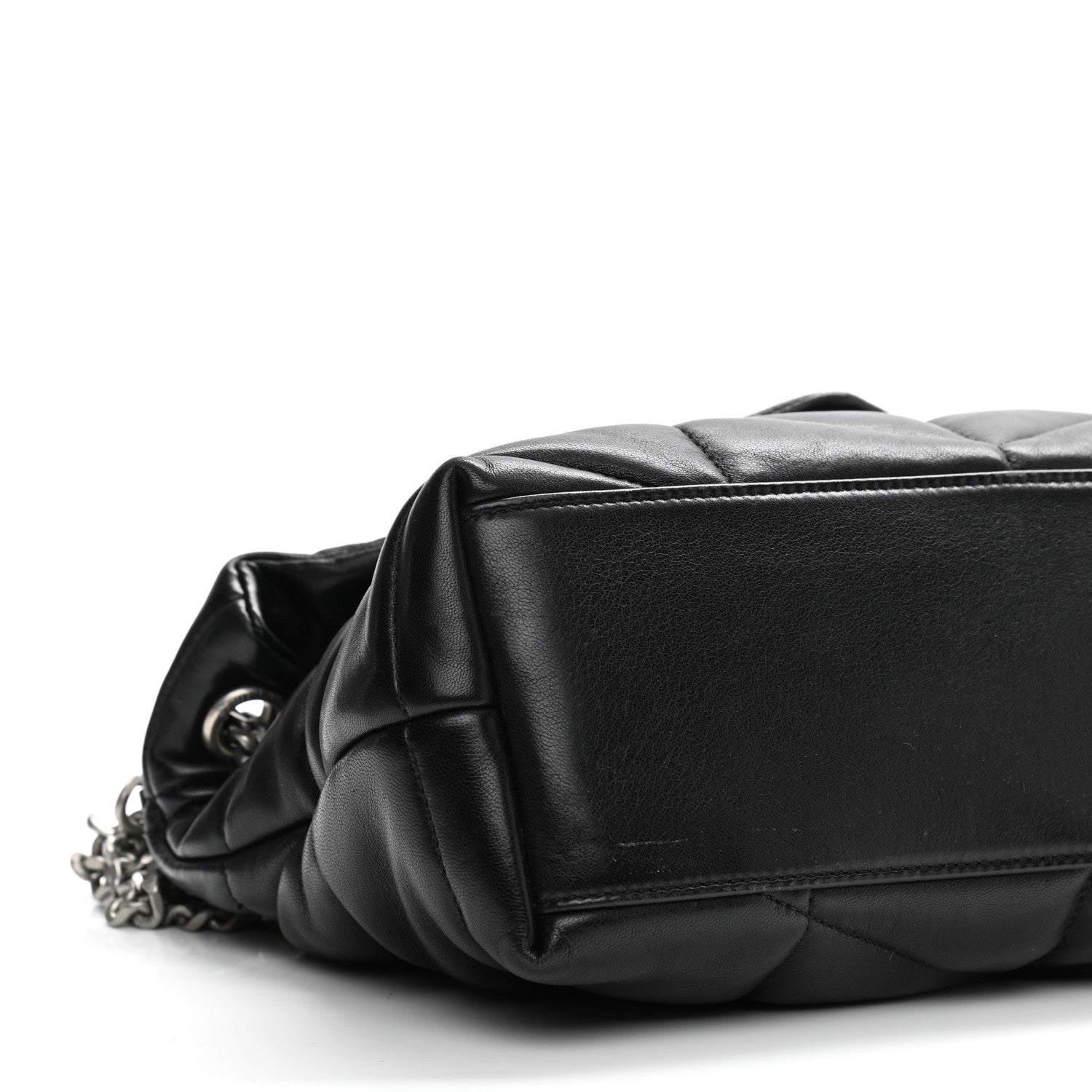 Saint Laurent Lambskin Quilted Small Loulou Puffer Monogram Chain Satchel Black 10 of 11