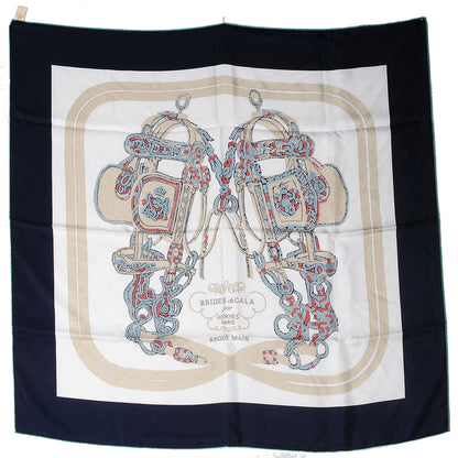 Hermes Silk Brides De Gala Scarf 90 Marine Blanc Beige 2 of 6