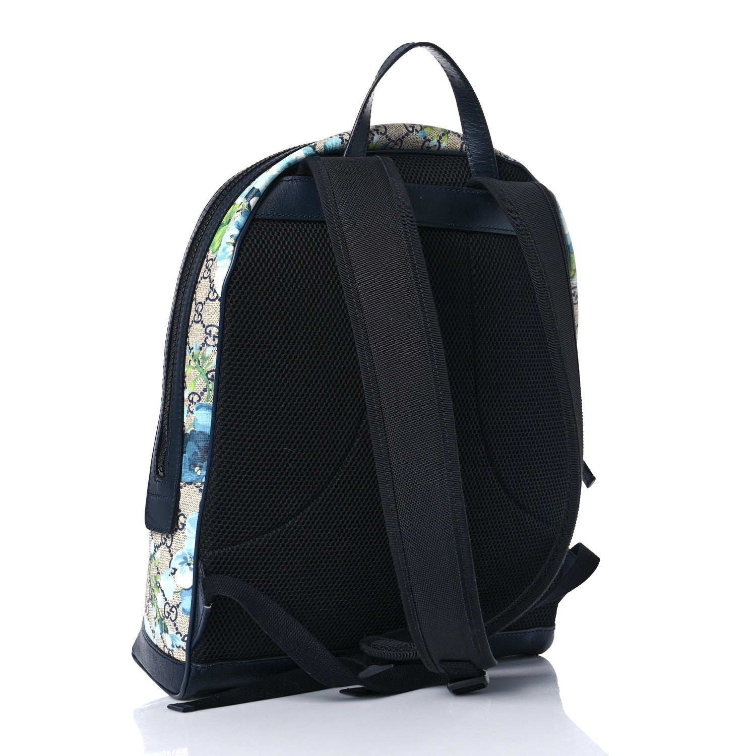 Gucci GG Supreme Monogram Blooms Medium Day Backpack Beige Blue Navy 3 of 10
