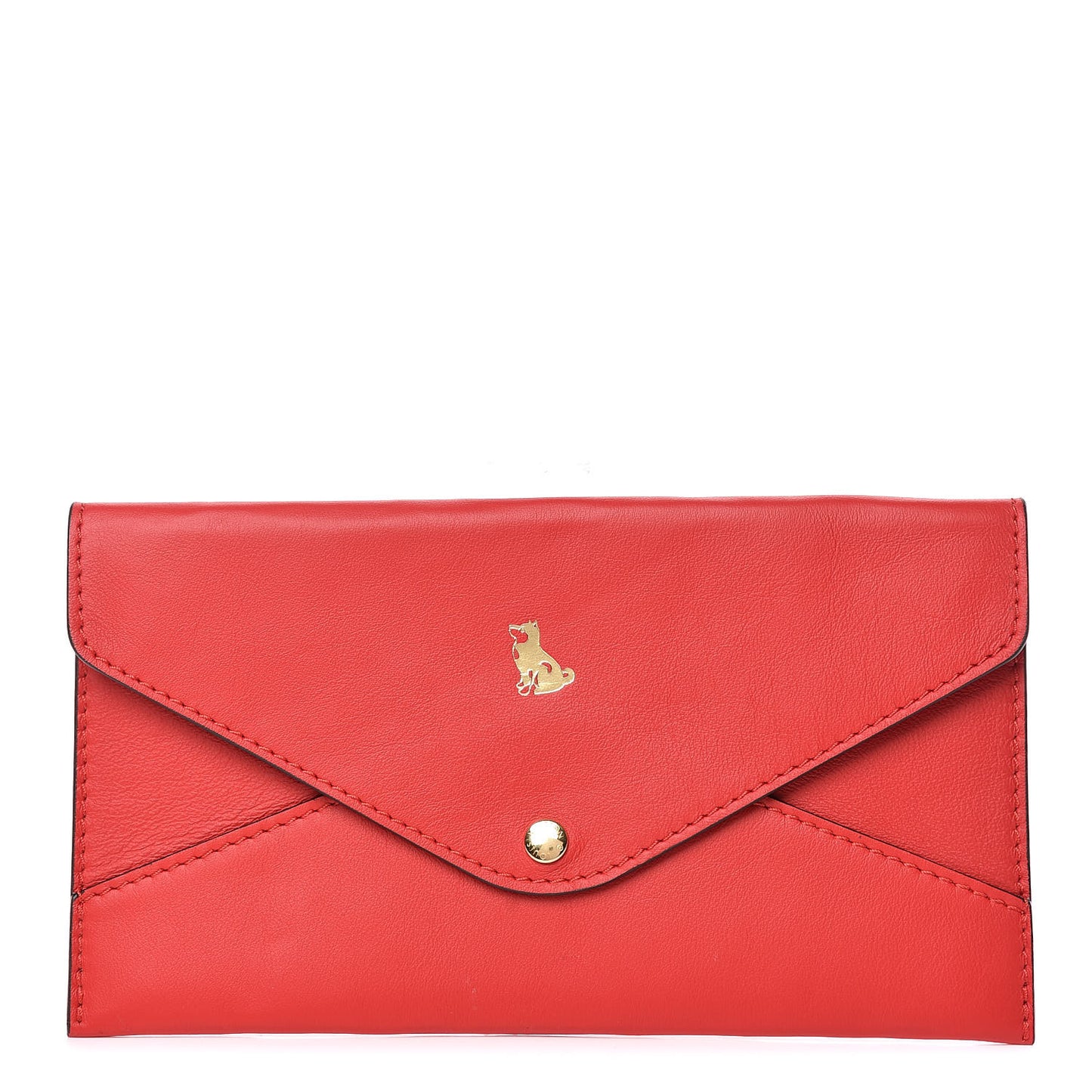 Veau Cachemire Chinese New Year Dog Envelope Pouch Red