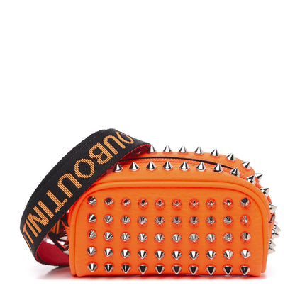 Christian Louboutin Grained Calfskin Spikes Blaster Lanyard Pouch Fizz Black 1 of 7
